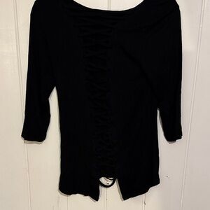 Dex Black Lace-Up Back Top